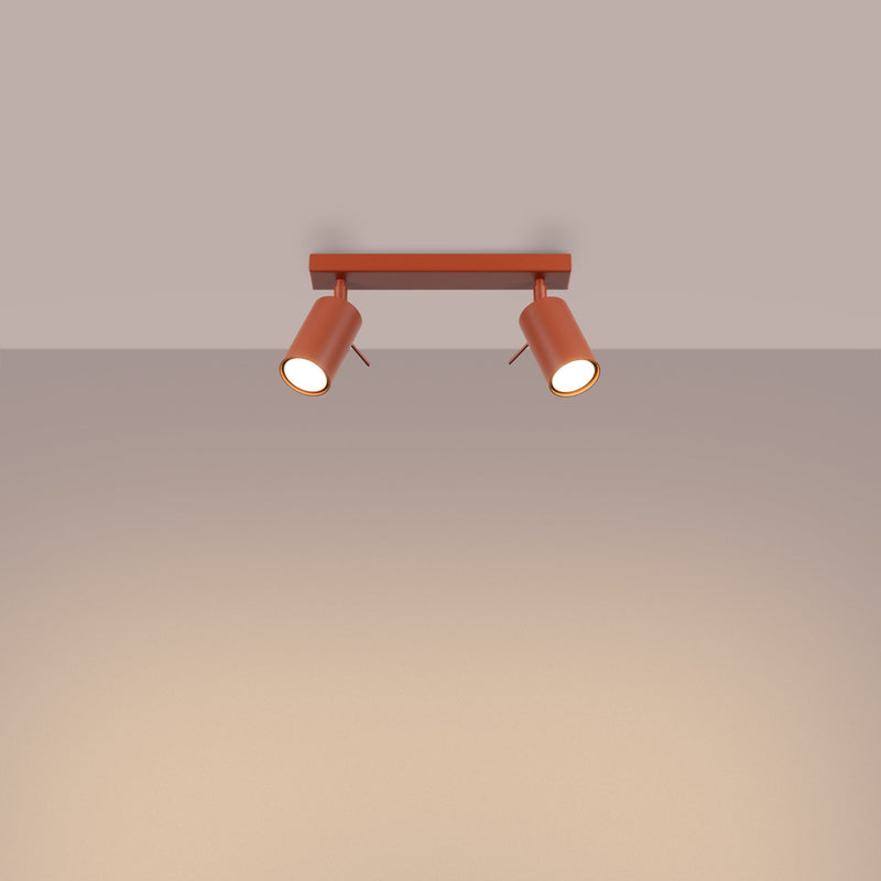 Plafond Ring 2 Roter Ocker Kompakte 2-Flammige Deckenlampe In Rostrot-Leuchtezauber