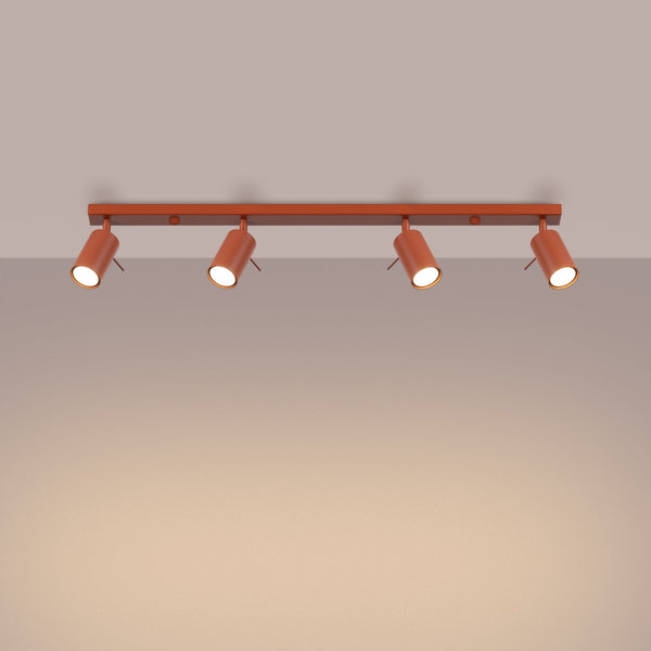 Plafond Ring 4L Roter Ocker Moderne Lineare Lampe In Rostrot-Leuchtezauber