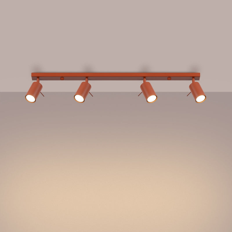 Plafond Ring 4L Roter Ocker Moderne Lineare Lampe In Rostrot-Leuchtezauber