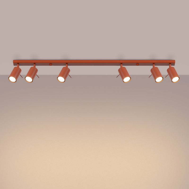 Plafond Ring 6L Roter Ocker Elegante 6-Flammige Designer-Deckenleuchte-Leuchtezauber