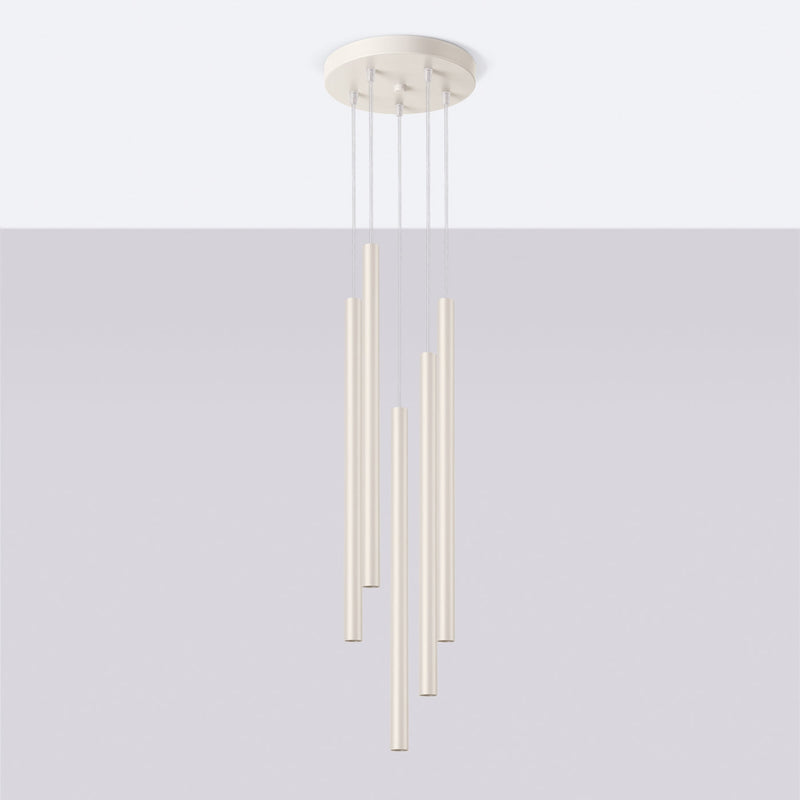 Pendelleuchte Pastelo 5-flammig Pyramide Beige – Warm & Hell-Leuchtezauber