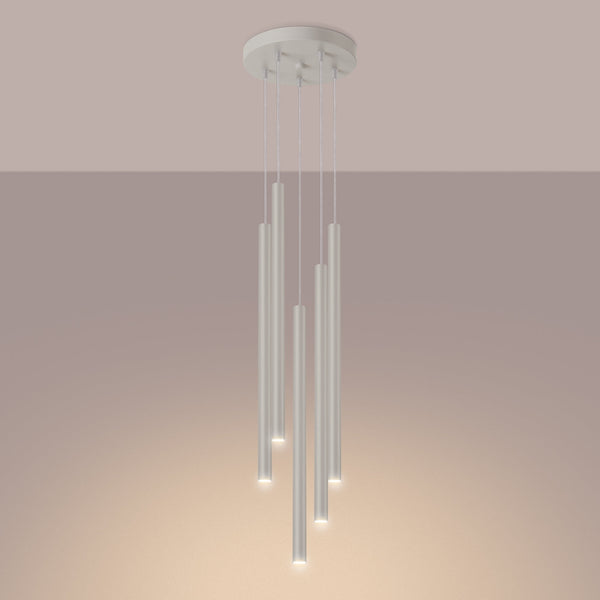 Pendelleuchte Pastelo 5-flammig Pyramide Beige – Warm & Hell-Leuchtezauber