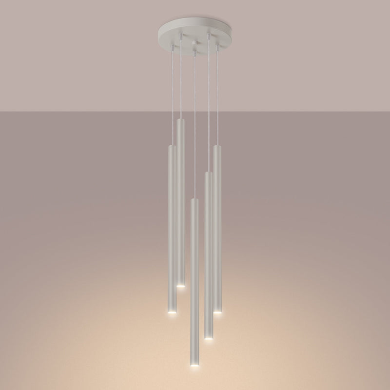 Pendelleuchte Pastelo 5-flammig Pyramide Beige – Warm & Hell-Leuchtezauber