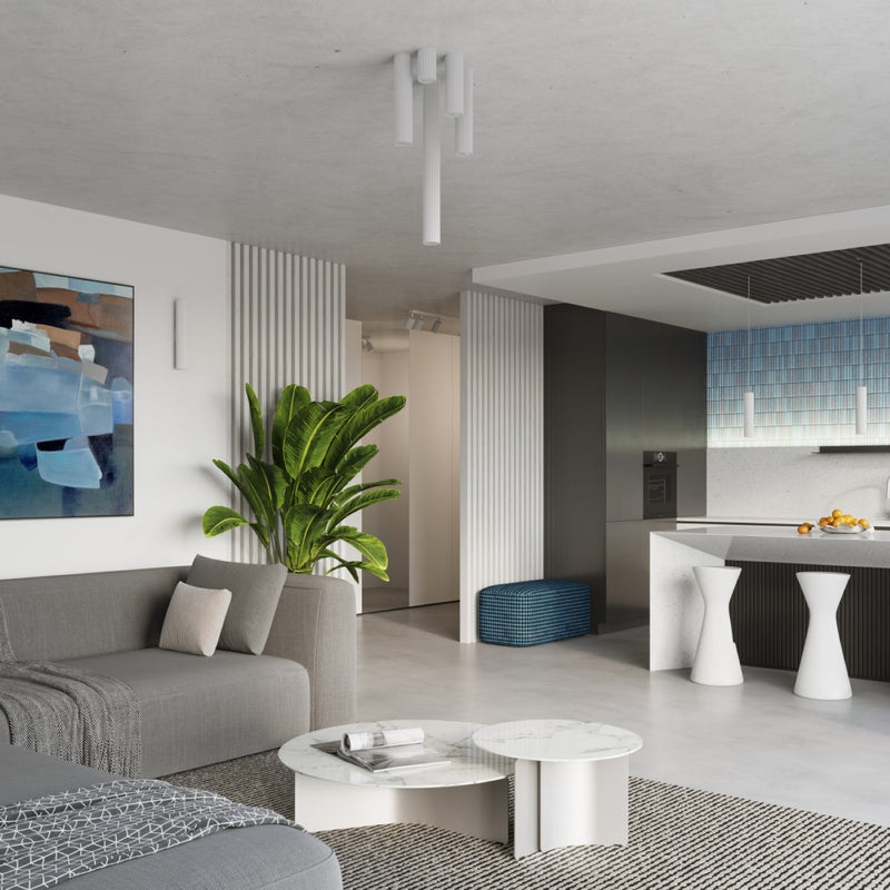 Plafond Karbon 40 Weiß Elegante Weiße Deckenleuchte Für Große Räume-Leuchtezauber