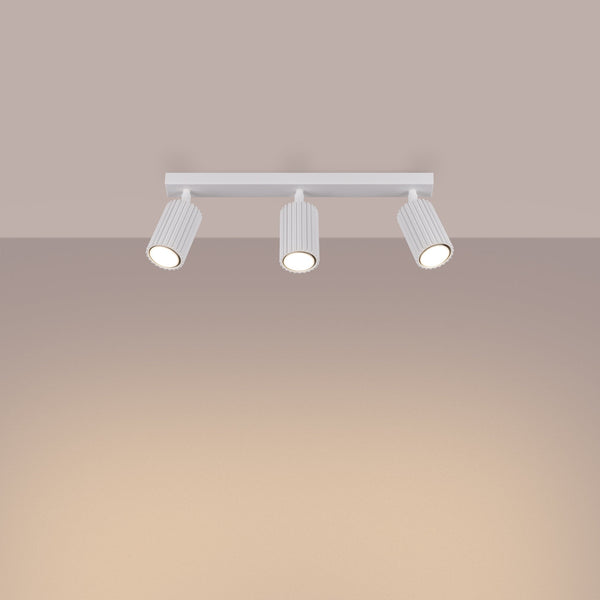 Plafond Karbon 3L Weiß Schlanke 3-Flammige Deckenleuchte In Weiß-Leuchtezauber