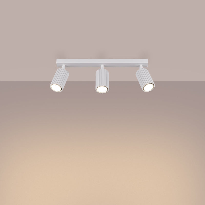 Plafond Karbon 3L Weiß Schlanke 3-Flammige Deckenleuchte In Weiß-Leuchtezauber