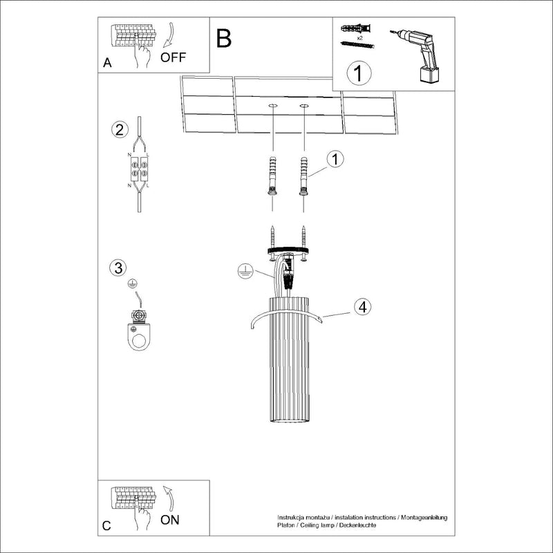 Plafond Karbon 20 Golden Moderne 2-Flammige Deckenlampe-Leuchtezauber