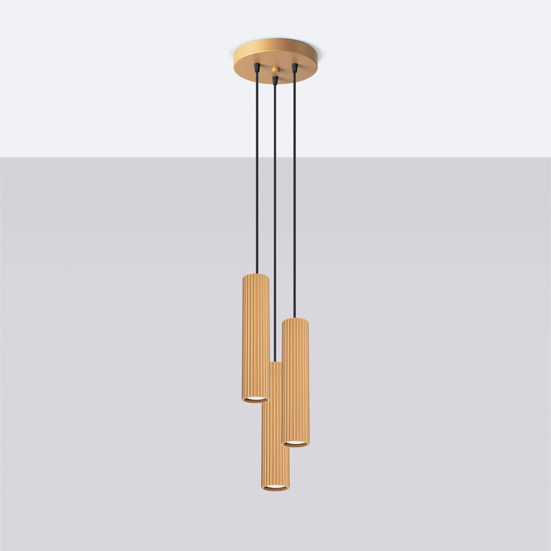Pendelleuchte Karbon 3-flammig Pyramide Gold – Eleganter Akzent-Leuchtezauber