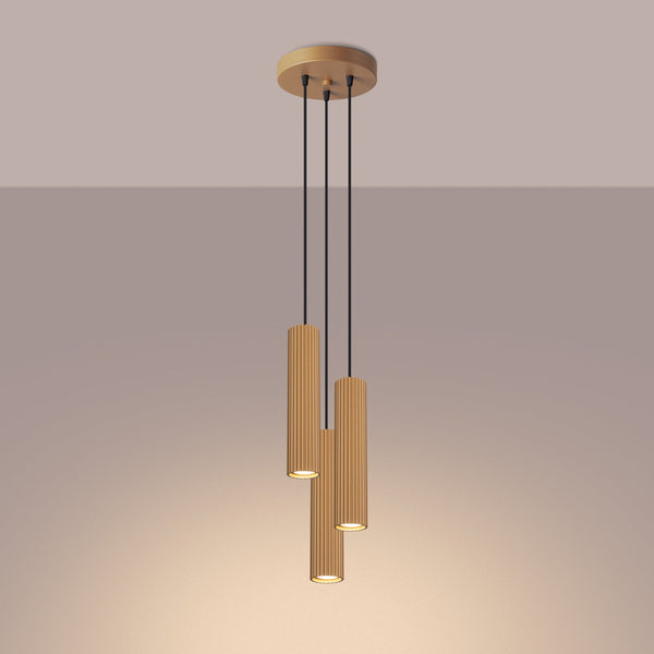 Pendelleuchte Karbon 3-flammig Pyramide Gold – Eleganter Akzent-Leuchtezauber