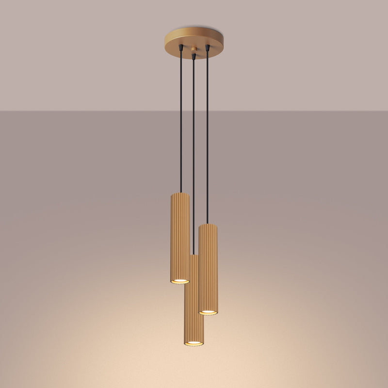Pendelleuchte Karbon 3-flammig Pyramide Gold – Eleganter Akzent-Leuchtezauber