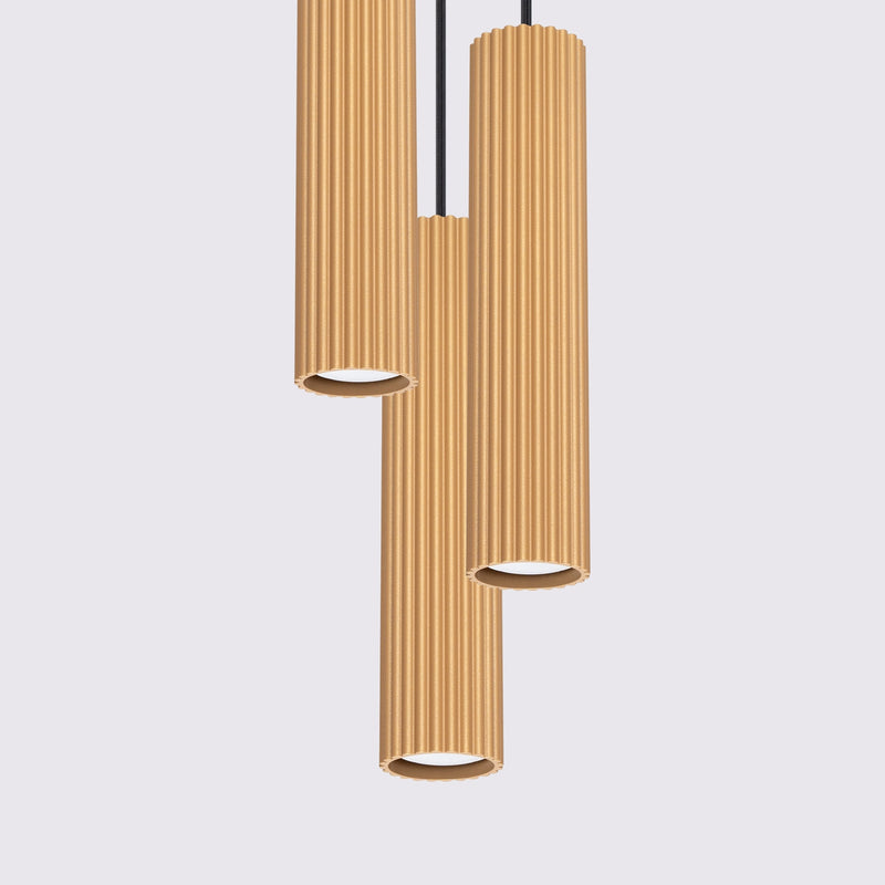 Pendelleuchte Karbon 3-flammig Pyramide Gold – Eleganter Akzent-Leuchtezauber