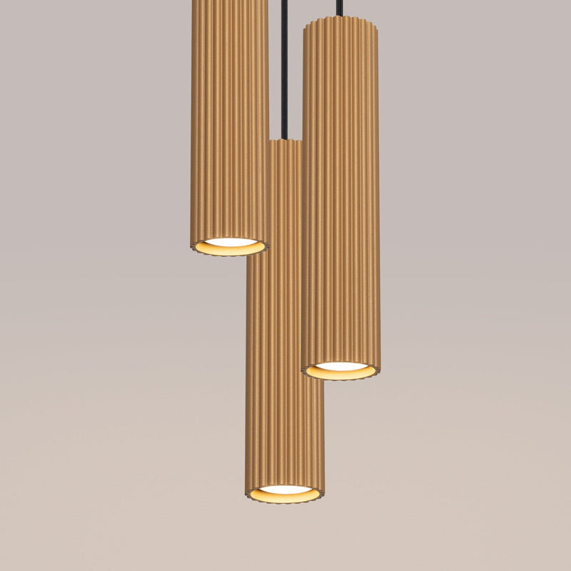Pendelleuchte Karbon 3-flammig Pyramide Gold – Eleganter Akzent-Leuchtezauber
