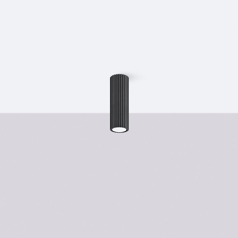 Plafond Karbon Ø20 Schwarz Kompakte Runde Lampe In Schwarz-Leuchtezauber