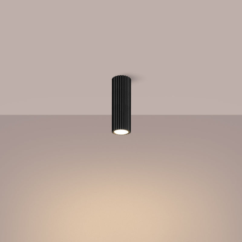 Plafond Karbon Ø20 Schwarz Kompakte Runde Lampe In Schwarz-Leuchtezauber