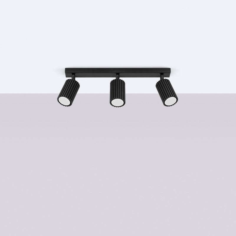 Plafond Karbon 3L Schwarz Elegante 3-Flammige Leuchte-Leuchtezauber