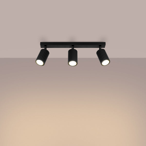 Plafond Karbon 3L Schwarz Elegante 3-Flammige Leuchte-Leuchtezauber