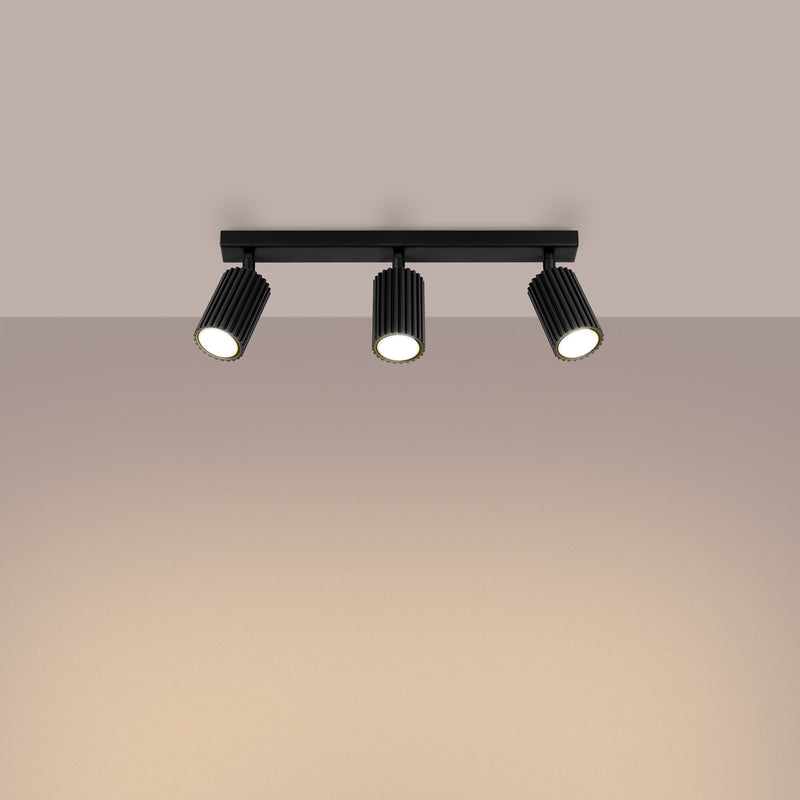 Plafond Karbon 3L Schwarz Elegante 3-Flammige Leuchte-Leuchtezauber