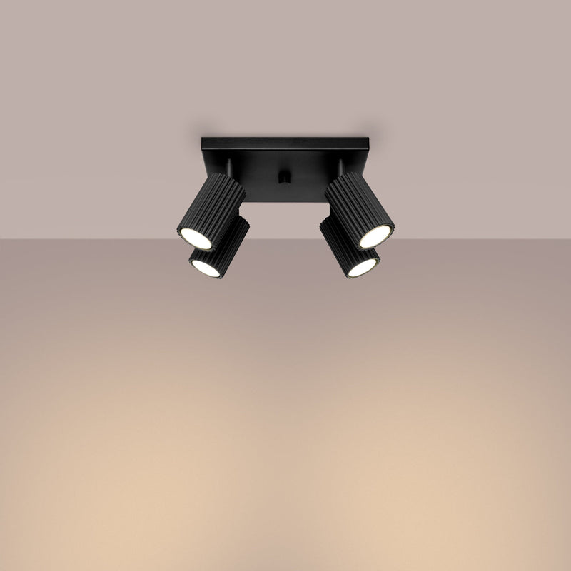 Plafond Karbon 4 Schwarz Kompakte 4-Flammige Deckenleuchte-Leuchtezauber