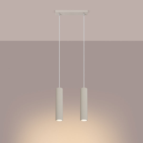 Pendelleuchte Karbon 2-flammig Beige – Warmes Lichtgefühl-Leuchtezauber