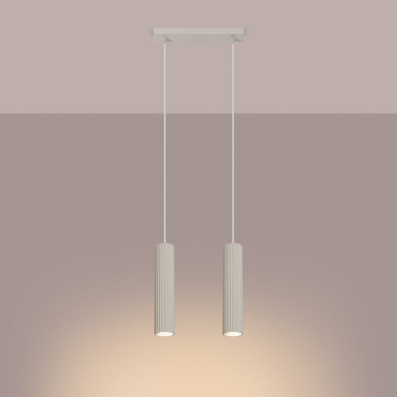 Pendelleuchte Karbon 2-flammig Beige – Warmes Lichtgefühl-Leuchtezauber