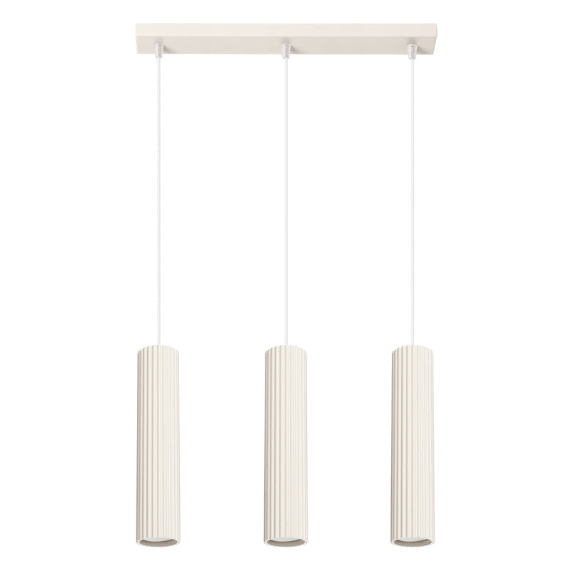 Pendelleuchte Karbon 3-flammig Linear Beige-Leuchtezauber
