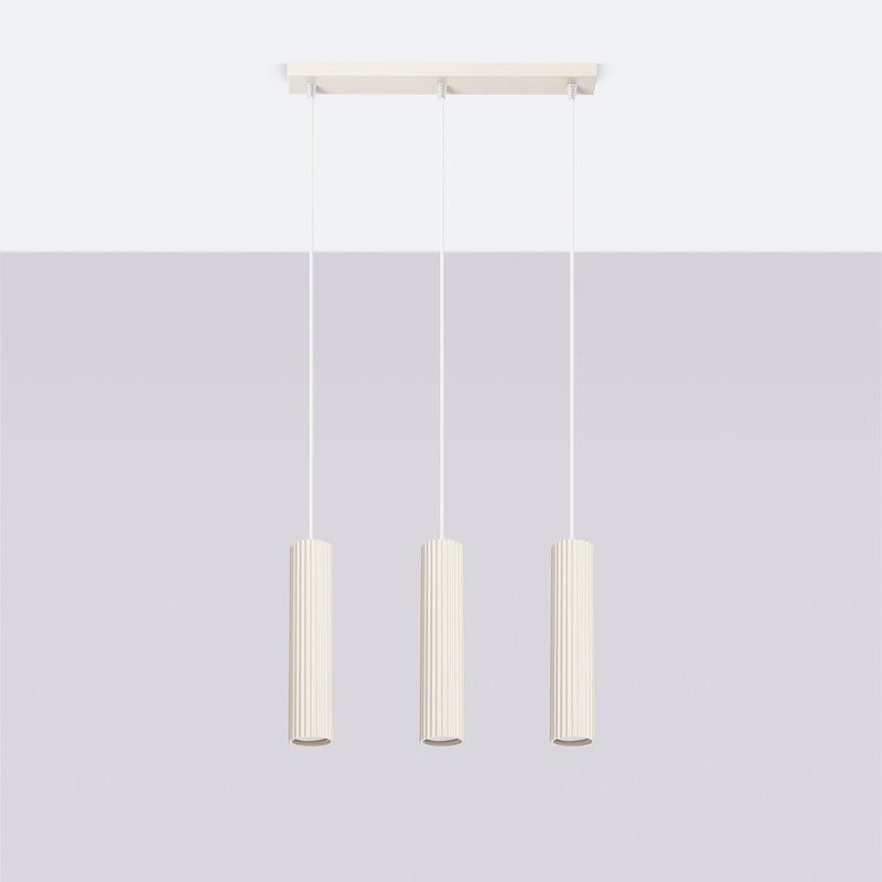 Pendelleuchte Karbon 3-flammig Linear Beige-Leuchtezauber