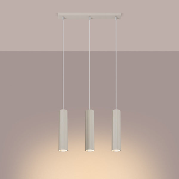 Pendelleuchte Karbon 3-flammig Linear Beige-Leuchtezauber