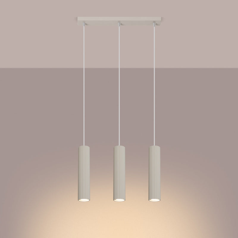 Pendelleuchte Karbon 3-flammig Linear Beige-Leuchtezauber