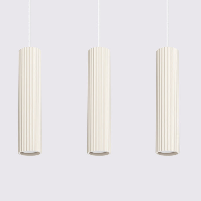 Pendelleuchte Karbon 3-flammig Linear Beige-Leuchtezauber