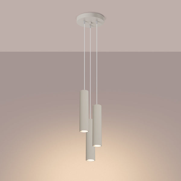 Pendelleuchte Karbon 3-flammig Pyramide Beige-Leuchtezauber