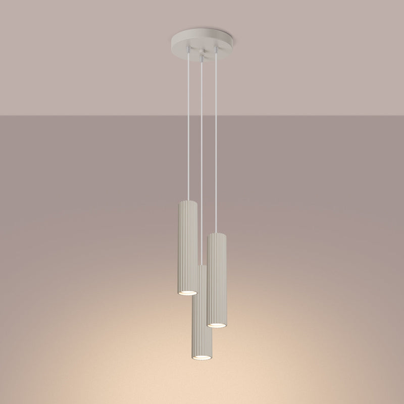 Pendelleuchte Karbon 3-flammig Pyramide Beige-Leuchtezauber
