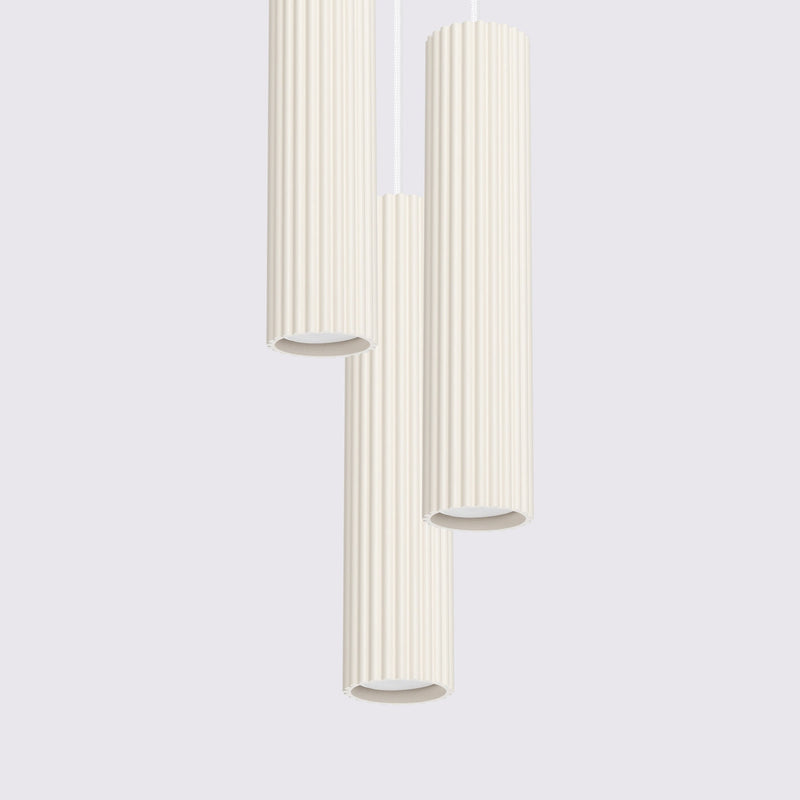 Pendelleuchte Karbon 3-flammig Pyramide Beige-Leuchtezauber