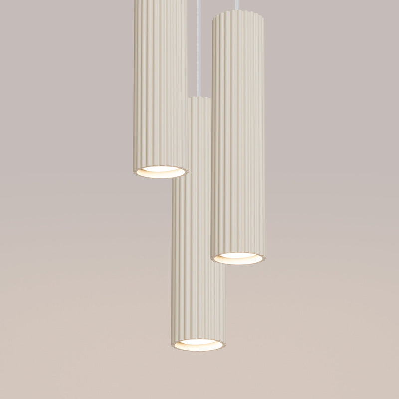 Pendelleuchte Karbon 3-flammig Pyramide Beige-Leuchtezauber