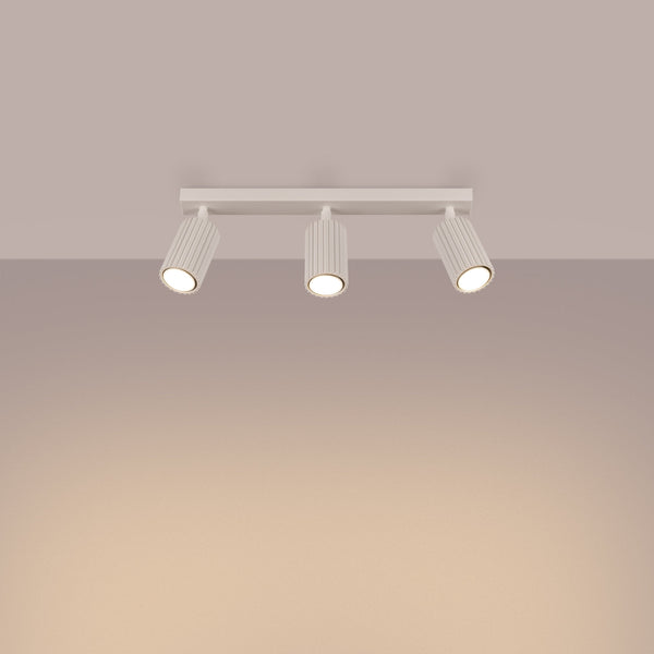 Plafond Karbon 3L Beige Längliche Deckenleuchte In Beige-Ton-Leuchtezauber