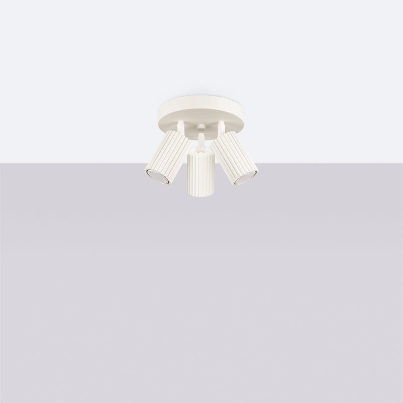 Plafond Karbon 3P Beige Stilvolle 3-Punkt Lampe Im Retro-Look-Leuchtezauber