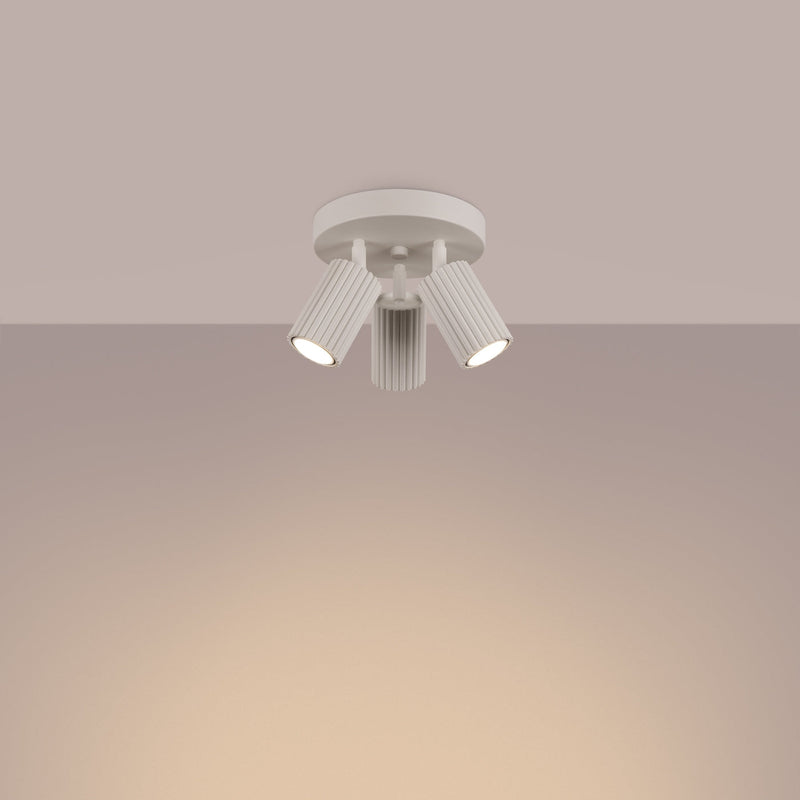 Plafond Karbon 3P Beige Stilvolle 3-Punkt Lampe Im Retro-Look-Leuchtezauber