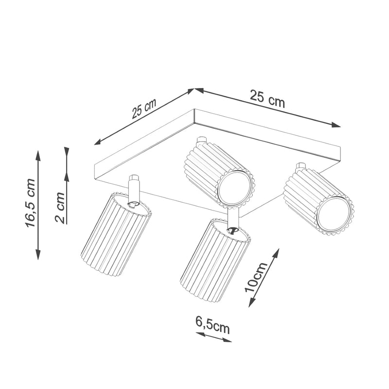 Plafond Karbon 4 Beige Quadratische 4-Flammige Deckenlampe-Leuchtezauber