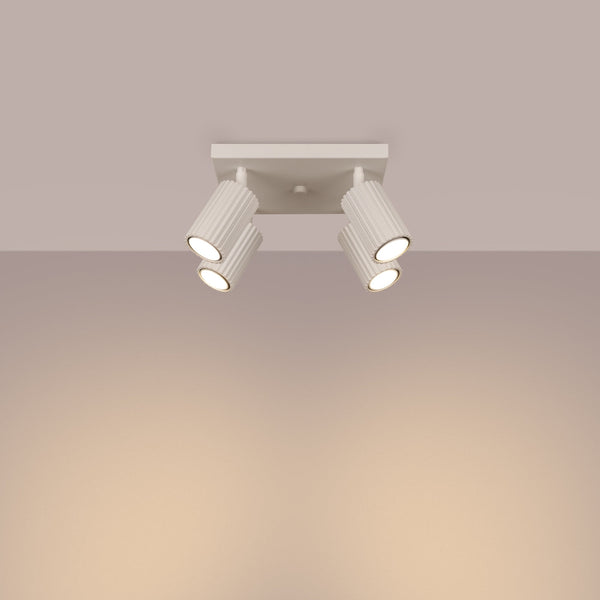 Plafond Karbon 4 Beige Quadratische 4-Flammige Deckenlampe-Leuchtezauber