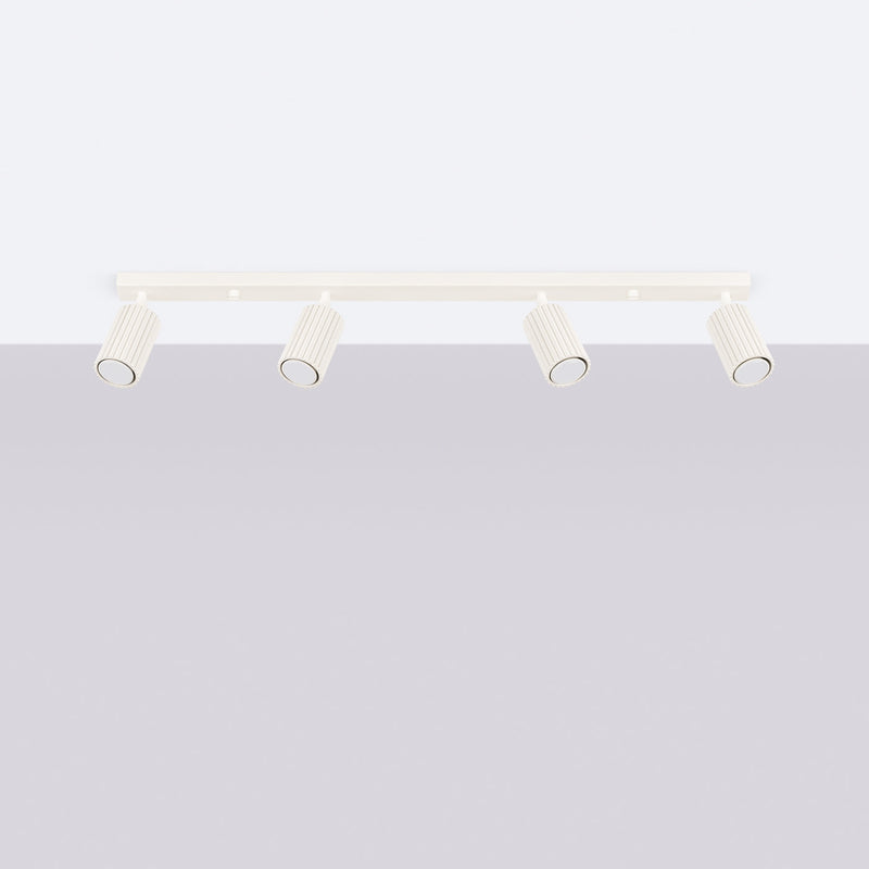 Plafond Karbon 4L Beige Längliche Vintage-Leuchte Mit 4 Spots-Leuchtezauber