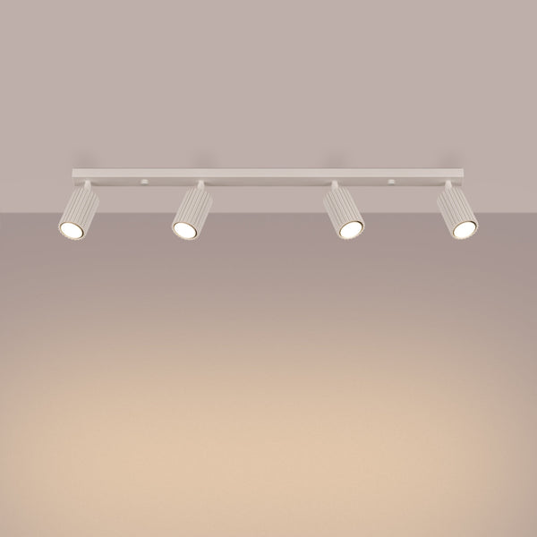 Plafond Karbon 4L Beige Längliche Vintage-Leuchte Mit 4 Spots-Leuchtezauber