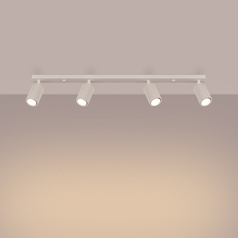 Plafond Karbon 4L Beige Längliche Vintage-Leuchte Mit 4 Spots-Leuchtezauber