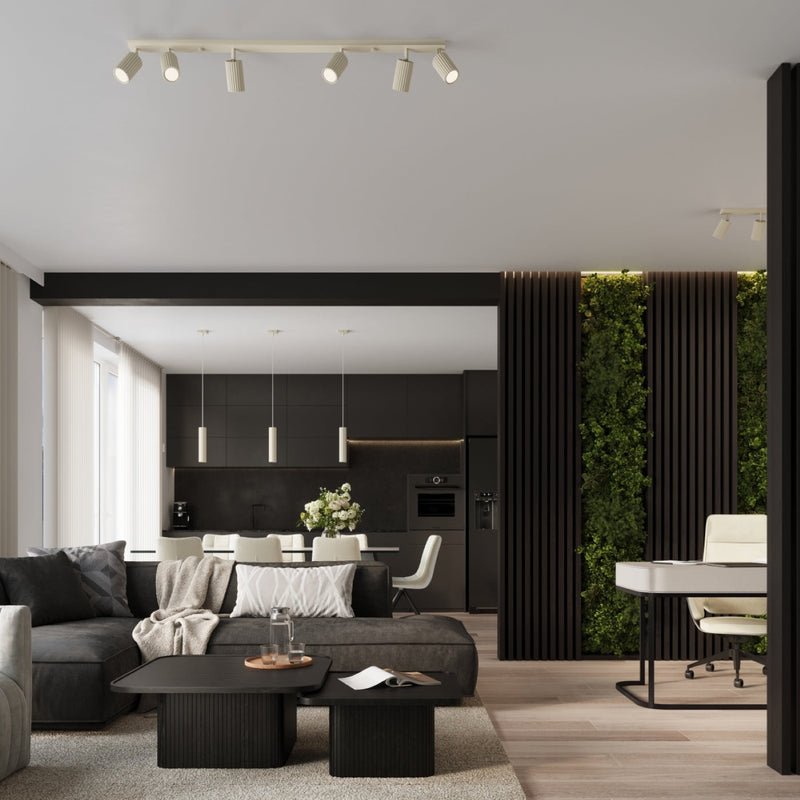 Plafond Karbon 6-Flammig Beige Warme Lichtquelle In Naturfarbe-Leuchtezauber