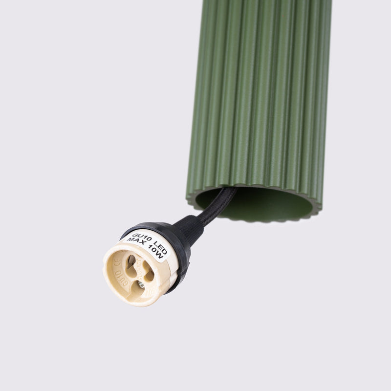 Pendelleuchte Karbon 3-flammig Linear Olivgrün-Leuchtezauber
