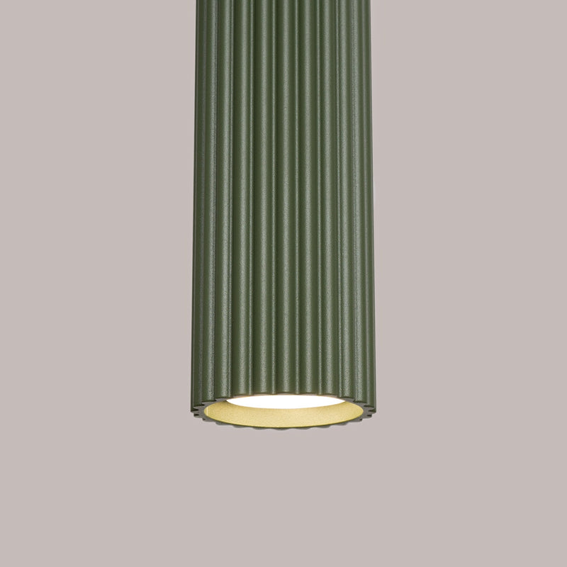 Pendelleuchte Karbon 3-flammig Linear Olivgrün-Leuchtezauber