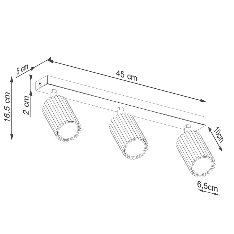 Plafond Karbon 3L Olivgrün Längliche Deckenlampe Mit 3 Spots-Leuchtezauber