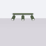 Plafond Karbon 3L Olivgrün Längliche Deckenlampe Mit 3 Spots-Leuchtezauber