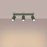 Plafond Karbon 3L Olivgrün Längliche Deckenlampe Mit 3 Spots-Leuchtezauber