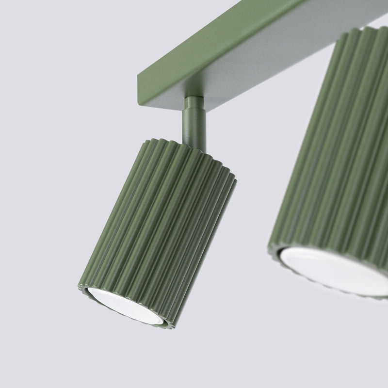 Plafond Karbon 3L Olivgrün Längliche Deckenlampe Mit 3 Spots-Leuchtezauber