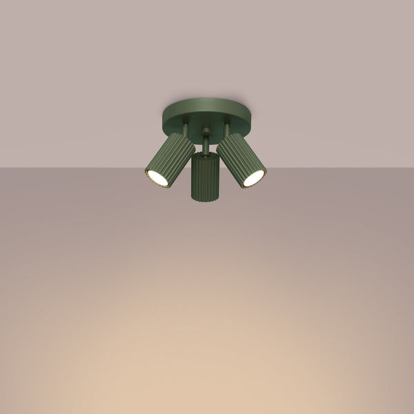 Plafond Karbon 3P Olivgrün Moderne 3-Punkt Leuchte In Olivgrün-Leuchtezauber