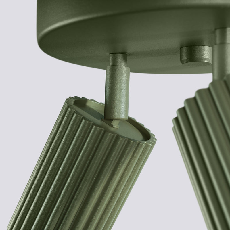 Plafond Karbon 3P Olivgrün Moderne 3-Punkt Leuchte In Olivgrün-Leuchtezauber